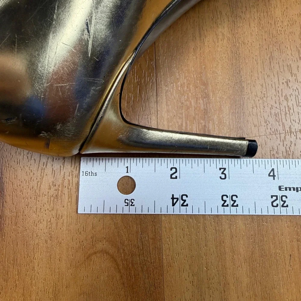 Balenciaga Paris Metallic Gold Leather Pointed ToeStiletto Ankle Boots 433245 40